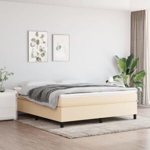 vidaXL Bedframe zonder matras stof crèmekleurig 160x200 cm