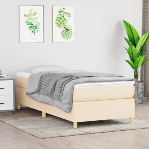 vidaXL Bedframe zonder matras 90x190 cm stof crèmekleurig