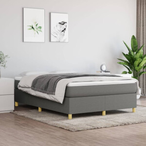 vidaXL Bedframe zonder matras stof donkergrijs 140x190 cm