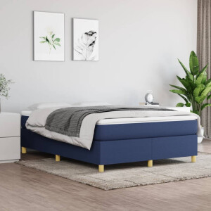 vidaXL Bedframe zonder matras stof blauw 140x190 cm