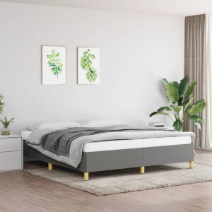 vidaXL Boxspring bed stof donkergrijs 180x200 cm