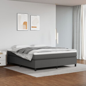 vidaXL Boxspring bed kunstleer grijs 160x200 cm