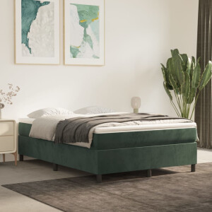 vidaXL Bedframe zonder matras 140x190 cm fluweel donkergroen