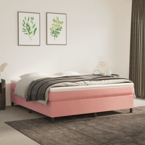 vidaXL Boxspring bed fluweel roze 160x200 cm