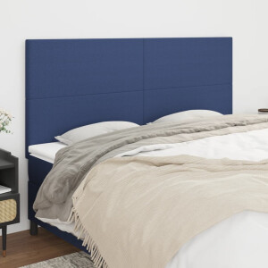 vidaXL Hoofdbord blauw 160x5x118/128 cm stof