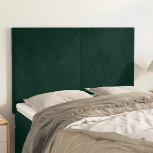 vidaXL Hoofdbord donkergroen 144x5x118/128 cm fluweel