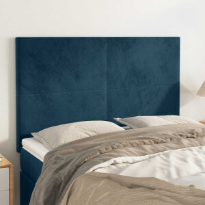 vidaXL Hoofdbord donkerblauw 144x5x118/128 cm fluweel
