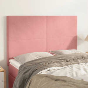 vidaXL Hoofdbord roze 144x5x118/128 cm fluweel