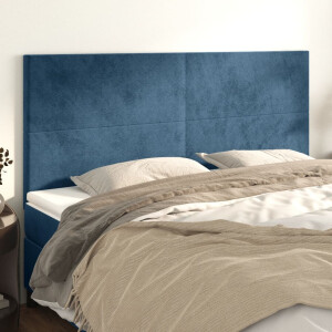 vidaXL Hoofdbord donkerblauw 160x5x118/128 cm fluweel