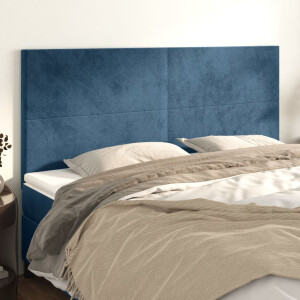 vidaXL Hoofdbord donkerblauw 200x5x118/128 cm fluweel