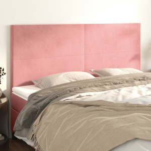 vidaXL Hoofdbord roze 200x5x118/128 cm fluweel