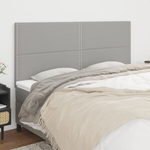 vidaXL Hoofdbord lichtgrijs 200x5x118/128 cm stof