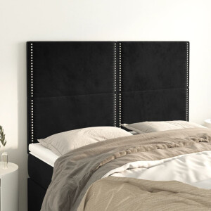 vidaXL Hoofdbord zwart 144x5x118/128 cm fluweel