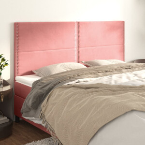 vidaXL Hoofdbord roze 160x5x118/128 cm fluweel