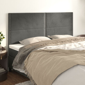 vidaXL Hoofdbord donkergrijs 200x5x118/128 cm Fluweel