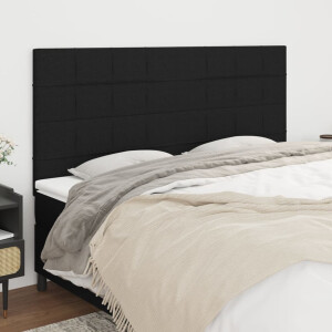 vidaXL Hoofdbord zwart 200x5x118/128 cm stof
