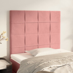 vidaXL Hoofdbord roze 100x5x118/128 cm fluweel