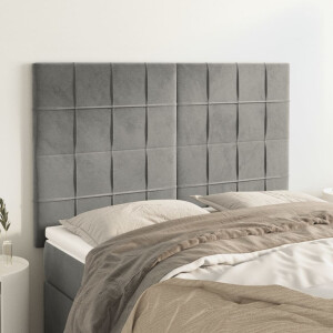 vidaXL Hoofdbord lichtgrijs 144x5x118/128 cm fluweel