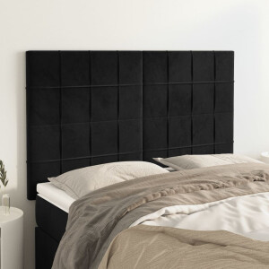 vidaXL Hoofdbord zwart 144x5x118/128 cm fluweel