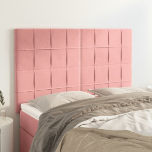 vidaXL Hoofdbord roze 144x5x118/128 cm fluweel