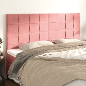 vidaXL Hoofdbord roze 160x5x118/128 cm fluweel