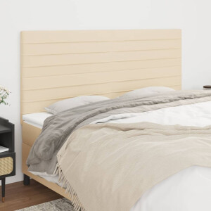 vidaXL Hoofdbord crème 180x5x118/128 cm stof
