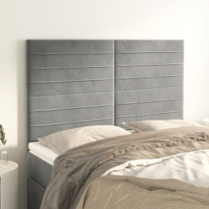vidaXL Hoofdbord lichtgrijs 144x5x118/128 cm fluweel