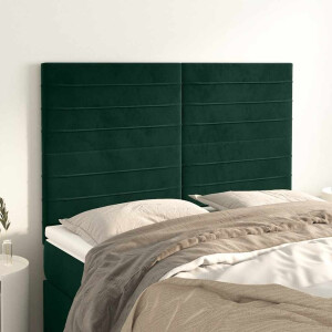 vidaXL Hoofdbord donkergroen 144x5x118/128 cm fluweel