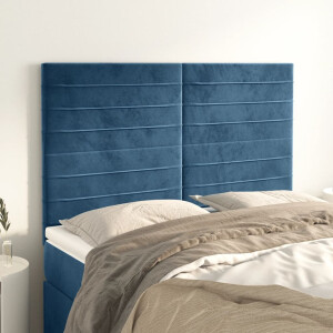 vidaXL Hoofdbord donkerblauw 144x5x118/128 cm fluweel