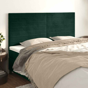 vidaXL Hoofdbord donkergroen 160x5x118/128 cm fluweel