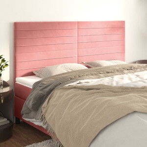 vidaXL Hoofdbord roze 160x5x118/128 cm fluweel