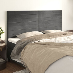 vidaXL Hoofdbord donkergrijs 200x5x118/128 cm Fluweel