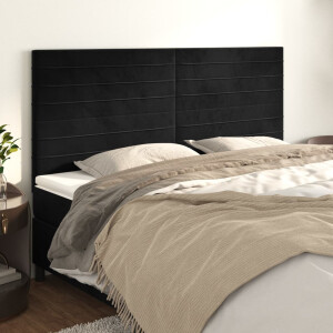 vidaXL Hoofdbord zwart 200x5x118/128 cm fluweel