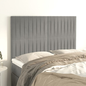 vidaXL Hoofdbord lichtgrijs 144x5x118/128 cm fluweel