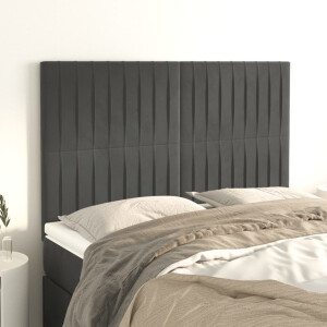 vidaXL Hoofdbord donkergrijs 144x5x118/128 cm Fluweel