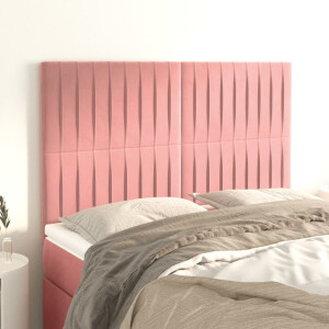 vidaXL Hoofdbord roze 144x5x118/128 cm fluweel