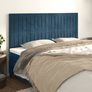 vidaXL Hoofdbord donkerblauw 160x5x118/128 cm fluweel
