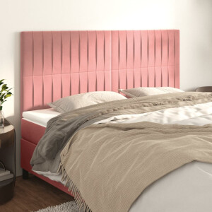 vidaXL Hoofdbord roze 160x5x118/128 cm fluweel