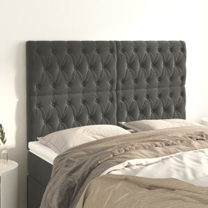 vidaXL Hoofdbord donkergrijs 144x7x118/128 cm Fluweel