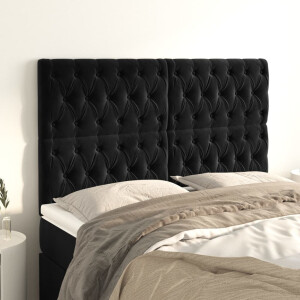 vidaXL Hoofdbord zwart 144x7x118/128 cm fluweel