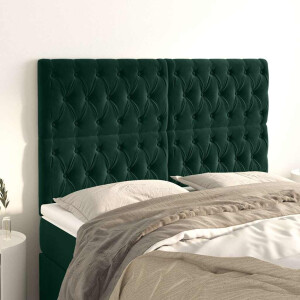 vidaXL Hoofdbord donkergroen 160x7x118/128 cm fluweel