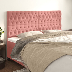 vidaXL Hoofdbord roze 180x7x118/128 cm fluweel