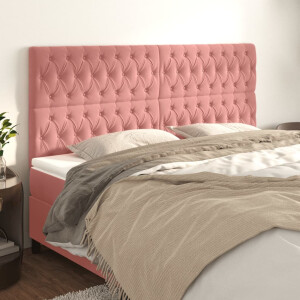 vidaXL Hoofdbord roze 200x7x118/128 cm fluweel