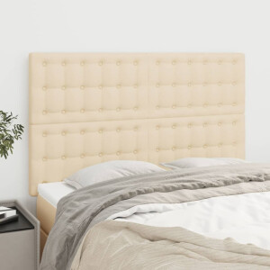 vidaXL Hoofdbord crème 144x5x118/128 cm stof