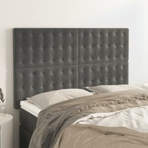vidaXL Hoofdbord donkergrijs 144x5x118/128 cm Fluweel