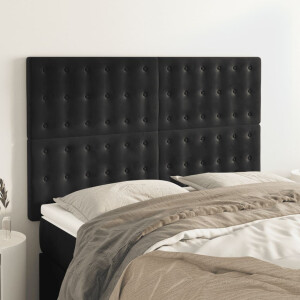 vidaXL Hoofdbord zwart 144x5x118/128 cm fluweel