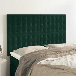 vidaXL Hoofdbord donkergroen 144x5x118/128 cm fluweel