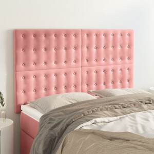 vidaXL Hoofdbord roze 144x5x118/128 cm fluweel