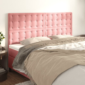 vidaXL Hoofdbord roze 180x5x118/128 cm fluweel