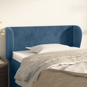 vidaXL Hoofdbord met randen 103x23x78/88 cm fluweel donkerblauw
